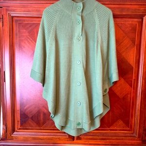 Sage green sweater poncho OS